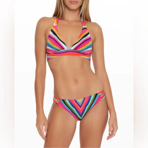Trina Turk Louvre Rainbow 2pc Bikini: Halter Top & Tab Hipster Bikini Bottoms
